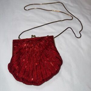 Chic Red Shell Clutch